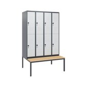 Doppelstöckiger Sitzbankschrank, HxBxT 1950x1200x815mm, 4x2 Abt.