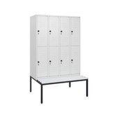 Doppelstöckiger Sitzbankschrank, HxBxT 1950x1200x815mm, 4x2 Abt.