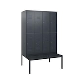 Doppelstöckiger Sitzbankschrank, HxBxT 1950x1200x815mm, 4x2 Abt.