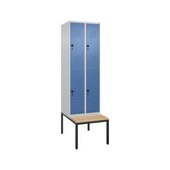 Doppelstöckiger Sitzbankschrank, HxBxT 2120x600x815mm, 2x2 Abt.