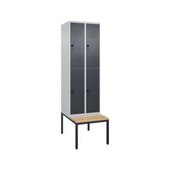 Doppelstöckiger Sitzbankschrank, HxBxT 2120x600x815mm, 2x2 Abt.