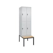 Doppelstöckiger Sitzbankschrank, HxBxT 2120x600x815mm, 2x2 Abt.