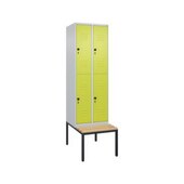 Doppelstöckiger Sitzbankschrank, HxBxT 2120x600x815mm, 2x2 Abt.