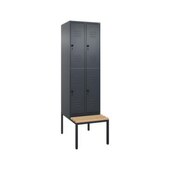 Doppelstöckiger Sitzbankschrank, HxBxT 2120x600x815mm, 2x2 Abt.