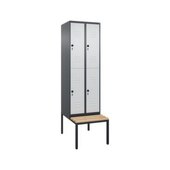 Doppelstöckiger Sitzbankschrank, HxBxT 2120x600x815mm, 2x2 Abt.