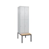 Doppelstöckiger Sitzbankschrank, HxBxT 2120x600x815mm, 2x2 Abt.