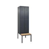 Doppelstöckiger Sitzbankschrank, HxBxT 2120x600x815mm, 2x2 Abt.