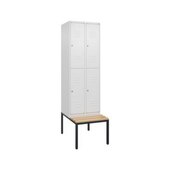 Doppelstöckiger Sitzbankschrank, HxBxT 2120x600x815mm, 2x2 Abt.