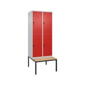 Doppelstöckiger Sitzbankschrank, HxBxT 2120x800x815mm, 2x2 Abt.