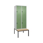 Doppelstöckiger Sitzbankschrank, HxBxT 2120x800x815mm, 2x2 Abt.