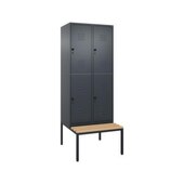 Doppelstöckiger Sitzbankschrank, HxBxT 2120x800x815mm, 2x2 Abt.