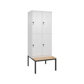 Doppelstöckiger Sitzbankschrank, HxBxT 2120x800x815mm, 2x2 Abt.