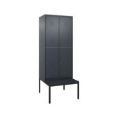 Doppelstöckiger Sitzbankschrank, HxBxT 2120x800x815mm, 2x2 Abt.