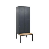 Doppelstöckiger Sitzbankschrank, HxBxT 2120x800x815mm, 2x2 Abt.