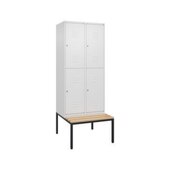 Doppelstöckiger Sitzbankschrank, HxBxT 2120x800x815mm, 2x2 Abt.