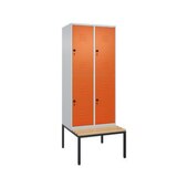 Doppelstöckiger Sitzbankschrank, HxBxT 2120x800x815mm, 2x2 Abt.