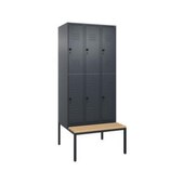 Doppelstöckiger Sitzbankschrank, HxBxT 2120x900x815mm, 3x2 Abt.