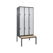 Doppelstöckiger Sitzbankschrank, HxBxT 2120x900x815mm, 3x2 Abt.