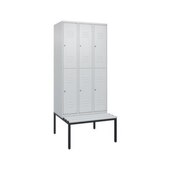 Doppelstöckiger Sitzbankschrank, HxBxT 2120x900x815mm, 3x2 Abt.