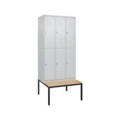 Doppelstöckiger Sitzbankschrank, HxBxT 2120x900x815mm, 3x2 Abt.