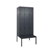 Doppelstöckiger Sitzbankschrank, HxBxT 2120x900x815mm, 3x2 Abt.