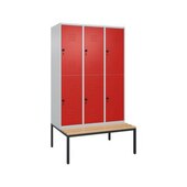 Doppelstöckiger Sitzbankschrank, HxBxT 2120x1200x815mm, 3x2 Abt.