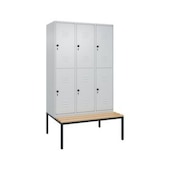 Doppelstöckiger Sitzbankschrank, HxBxT 2120x1200x815mm, 3x2 Abt.