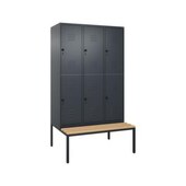 Doppelstöckiger Sitzbankschrank, HxBxT 2120x1200x815mm, 3x2 Abt.