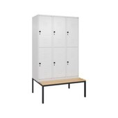 Doppelstöckiger Sitzbankschrank, HxBxT 2120x1200x815mm, 3x2 Abt.