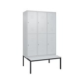 Doppelstöckiger Sitzbankschrank, HxBxT 2120x1200x815mm, 3x2 Abt.