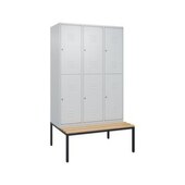 Doppelstöckiger Sitzbankschrank, HxBxT 2120x1200x815mm, 3x2 Abt.