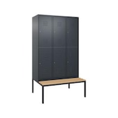 Doppelstöckiger Sitzbankschrank, HxBxT 2120x1200x815mm, 3x2 Abt.