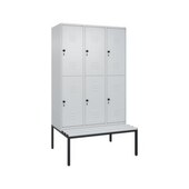 Doppelstöckiger Sitzbankschrank, HxBxT 2120x1200x815mm, 3x2 Abt.