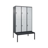 Doppelstöckiger Sitzbankschrank, HxBxT 2120x1200x815mm, 3x2 Abt.