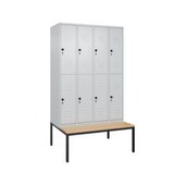 Doppelstöckiger Sitzbankschrank, HxBxT 2120x1200x815mm, 4x2 Abt.