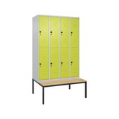 Doppelstöckiger Sitzbankschrank, HxBxT 2120x1200x815mm, 4x2 Abt.