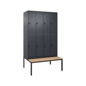 Doppelstöckiger Sitzbankschrank, HxBxT 2120x1200x815mm, 4x2 Abt.