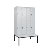 Doppelstöckiger Sitzbankschrank, HxBxT 2120x1200x815mm, 4x2 Abt.