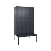 Doppelstöckiger Sitzbankschrank, HxBxT 2120x1200x815mm, 4x2 Abt.