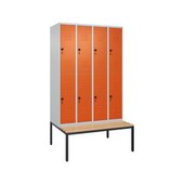 Doppelstöckiger Sitzbankschrank, HxBxT 2120x1200x815mm, 4x2 Abt.