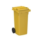 Mülltonne,120l,HxBxT 933x500x550mm,Deckel gelb,Korpus HDPE gelb,2 Räder