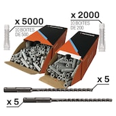 Pack de 20 boites de chevilles BXFIX II + 10 forets SDS+