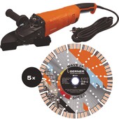 Set meuleuse 230 mm + 5 disques diamant Wave