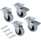 Roulettes avec platine, D. 50 mm, Acier et plastique, Gris, 4 ut.