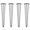 Jeu 4 pieds Hairpin de 3 barres, hauteur 710 mm, blanc.