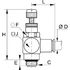 Régleur débit miniature mâle métal. échappement vis extér. cyl. et met. - 7180A