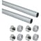 Kit tube penderie Ø28, 1,15 m, Anodisé mat,