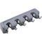 Support pour balais avec 4 trous et 5 crochets, en plastique, gris
