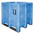 Megabehälter, HxLxB 1250x1300x1150mm, 1400l, PE, blau, Wände durchbrochen