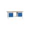 Werkbank, RAL7035/RAL5010, HxBxT 840x2000x700mm, Multiplexplatte, 4-Fuß